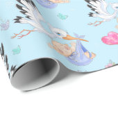 Sweet New Baby Boy and Stork  Cadeaupapier (Rol Hoek)