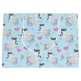 Sweet New Baby Boy and Stork  Groot Cadeauzakje