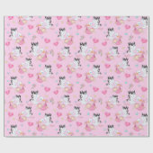 Sweet New Baby Girl and Stork  Cadeaupapier (Vlak)