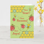 Sweet New Year, Rosh Hashanah, Apples and Bees Kaart (Gele Bloem)