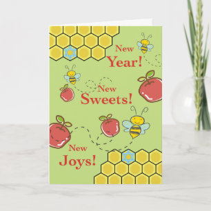 Sweet New Year, Rosh Hashanah, Apples and Bees Kaart
