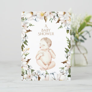 Sweet Newborn Baby Floral Baby shower Kaart