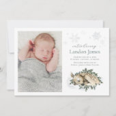 Sweet Newborn Deer Blue Green Baby Boy Photo Birth Aankondiging (Voorkant)