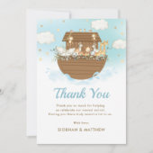 Sweet Noah's Ark Blue Boy Baby shower Sprinkle Bedankkaart (Voorkant)