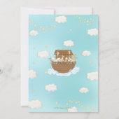 Sweet Noah's Ark Blue Boy Baby shower Sprinkle Bedankkaart (Achterkant)