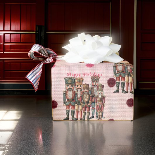 Sweet Nutcrackers en Polka Dots Roze Cadeaupapier