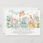 Sweet Oerwoud Animals Baby shower Invitation Kaart (Voorkant)