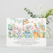 Sweet Oerwoud Animals Baby shower Invitation Kaart (Staand voorkant)