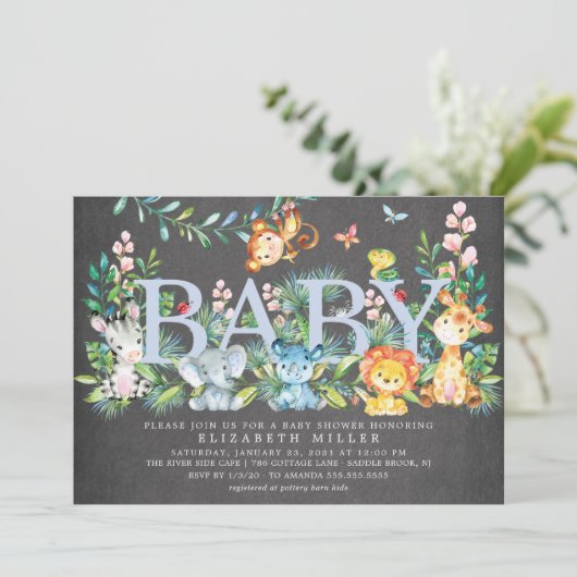 Sweet Oerwoud Animals Jongens Baby shower Uitnodig Kaart (Staand voorkant)