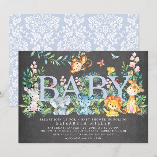 Sweet Oerwoud Animals Jongens Baby shower Uitnodig Kaart (Voorkant / Achterkant)