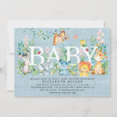 Sweet Oerwoud Animals Jongens Baby shower Uitnodig Kaart (Voorkant)
