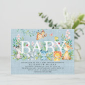 Sweet Oerwoud Animals Jongens Baby shower Uitnodig Kaart (Staand voorkant)