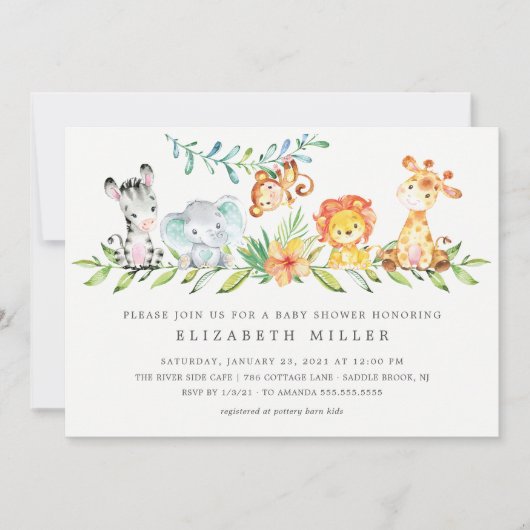 Sweet Oerwoud Animals Neutraal Baby shower Invitat Kaart (Voorkant)