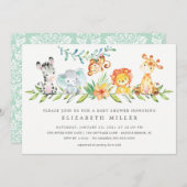 Sweet Oerwoud Animals Neutraal Baby shower Invitat Kaart (Voorkant / Achterkant)