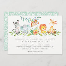 Sweet Oerwoud Animals Neutraal Baby shower Invitat