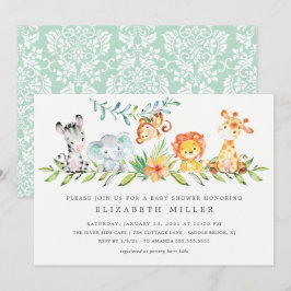 Sweet Oerwoud Animals Neutraal Baby shower Invitat Kaart