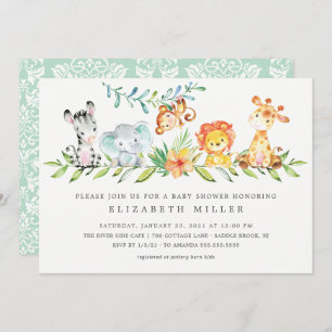Sweet Oerwoud Animals Neutraal Baby shower Invitat Kaart