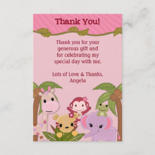 Sweet Oerwoud Babies PINK Shower Dank je FLAT Bedankkaart