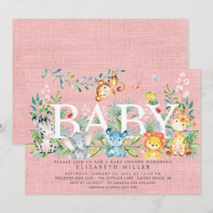 Sweet Oerwoud Dieren Meisjes Baby shower Uitnodigi Kaart