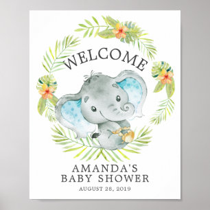 Sweet Oerwoud Elephant Welcome Baby shower Poster