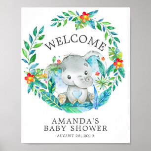 Sweet Oerwoud Elephant Welcome Baby shower Poster