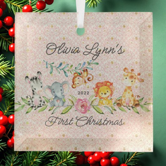 Sweet Oerwoud Foto baby's eerste Kerstmis Glas Ornament