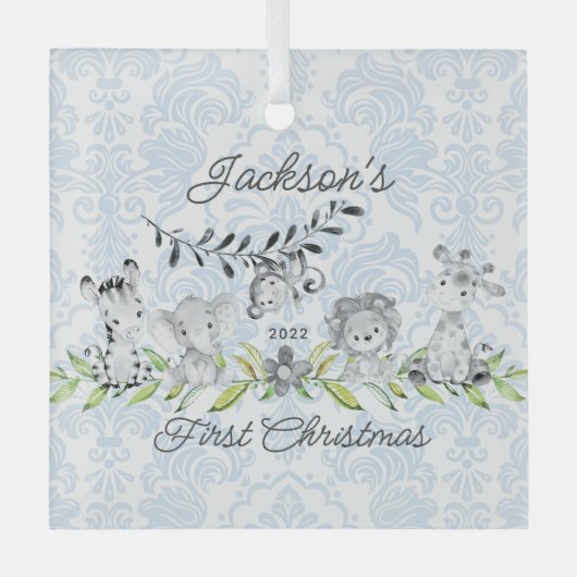 Sweet Oerwoud Foto baby's eerste Kerstmis Glas Ornament (Voorkant)