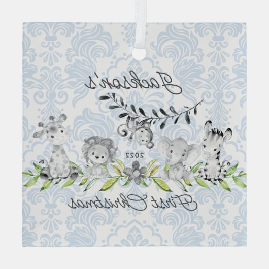 Sweet Oerwoud Foto baby's eerste Kerstmis Glas Ornament (Achterkant)