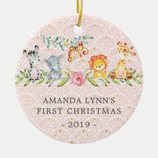 Sweet Oerwoud Foto van baby's eerste kerstversieri Keramisch Ornament (Voorkant)