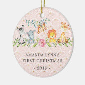 Sweet Oerwoud Foto van baby's eerste kerstversieri Keramisch Ornament (Links)