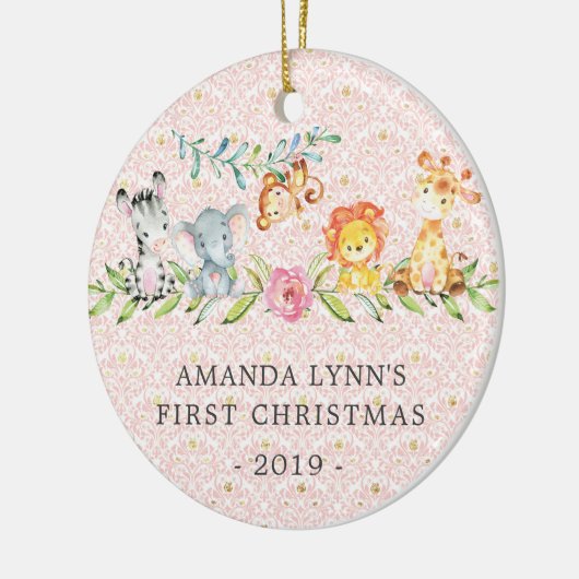 Sweet Oerwoud Foto van baby's eerste kerstversieri Keramisch Ornament (Links)