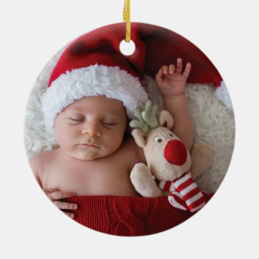 Sweet Oerwoud Foto van baby's eerste kerstversieri Keramisch Ornament (Achterkant)