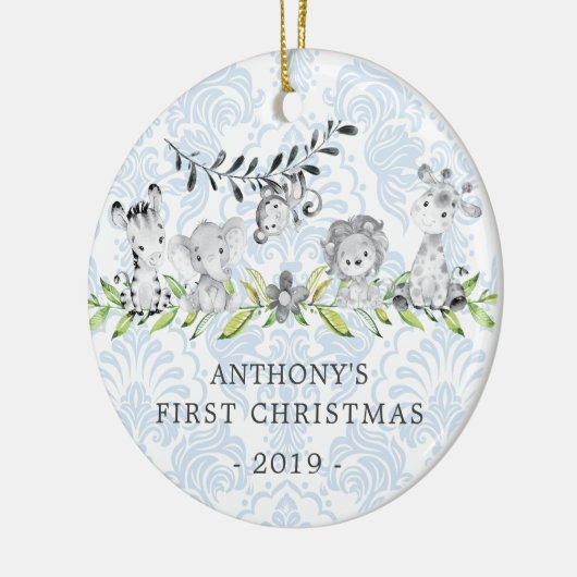 Sweet Oerwoud Foto van baby's eerste kerstversieri Keramisch Ornament (Links)