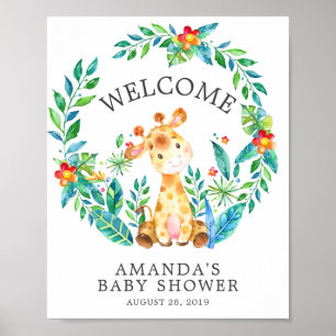 Sweet Oerwoud Giraffe Welkomstwoord Baby shower Po Poster