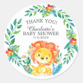 Sweet Oerwoud Lion Baby shower Dank je wel voor Ronde Sticker