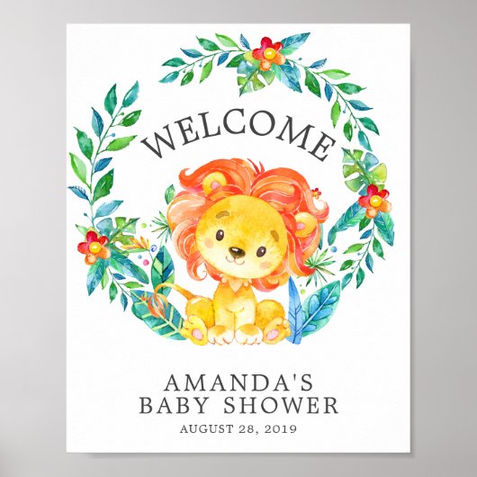 Sweet Oerwoud Lion Welkom Baby shower Poster (Voorkant)