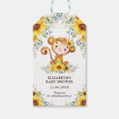 Sweet Oerwoud Monkey Zonnebloemen Baby shower Favo Cadeaulabel (Voorkant)