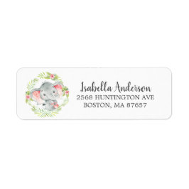 Sweet Oerwoud Olifant Baby shower Adreslabel Etiket