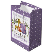 Sweet Oerwoud Safari Animal 1st Birthday Medium Cadeauzakje (Voorkant Gekanteld)