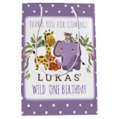 Sweet Oerwoud Safari Animal 1st Birthday Medium Cadeauzakje (Voorkant)