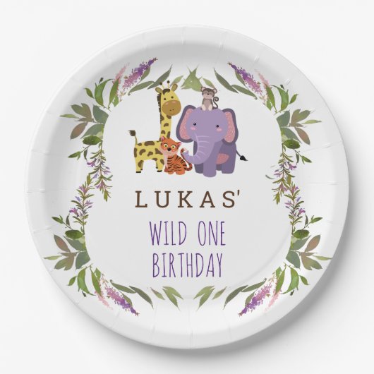 Sweet Oerwoud Safari Animal 1st Birthday Papieren Bordje (Voorkant)