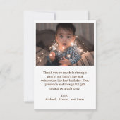 Sweet Oerwoud Safari Animal 1st Birthday Party Bedankkaart (Achterkant)