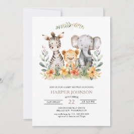 Sweet Oerwoud Safari Animal Baby shower Invitation Kaart