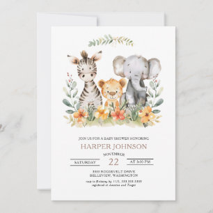 Sweet Oerwoud Safari Animal Baby shower Invitation Kaart