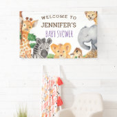 Sweet Oerwoud Safari Animal Wild Eén Baby shower Spandoek (Insitu)