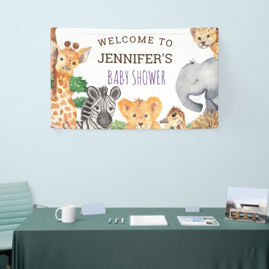 Sweet Oerwoud Safari Animal Wild Eén Baby shower Spandoek (Beurs)