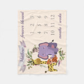 Sweet Oerwoud Safari Animals Baby Boy Milestone Fleece Deken (Voorkant)