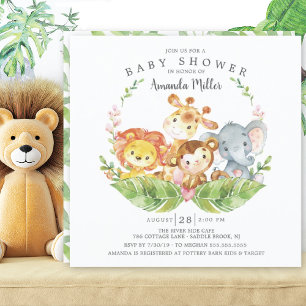 Sweet Oerwoud Safari Animals Baby shower Kaart