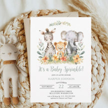 Sweet Oerwoud Safari Baby Sprinkle Invitation