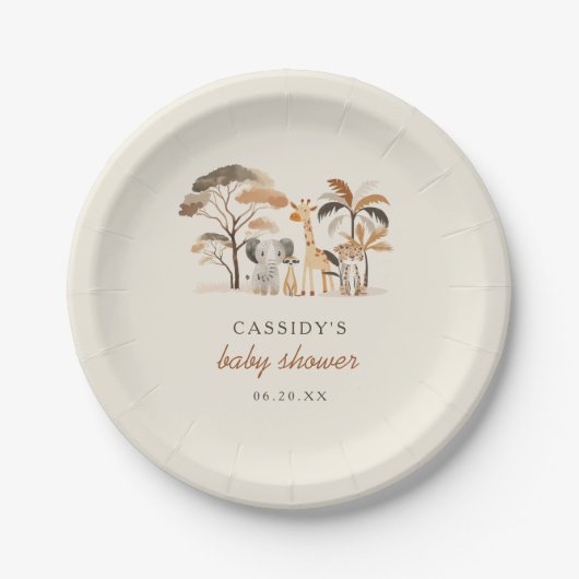 Sweet Oerwoud Safari Dieren Jongen Baby shower Papieren Bordje (Voorkant)